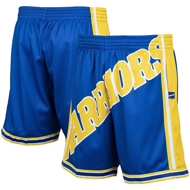 Mitchell & Ness Men's Golden State Warriors Big Face Shorts, Large, Blue