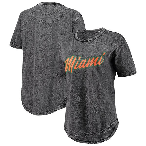 Women's Pressbox Black Miami Hurricanes Shortstop Mineral Wash T-Shirt