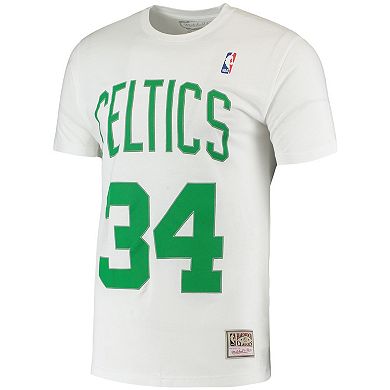 Men's Mitchell & Ness Paul Pierce White Boston Celtics Hardwood Classics Stitch Name & Number T-Shirt