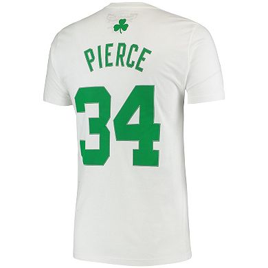 Men's Mitchell & Ness Paul Pierce White Boston Celtics Hardwood Classics Stitch Name & Number T-Shirt