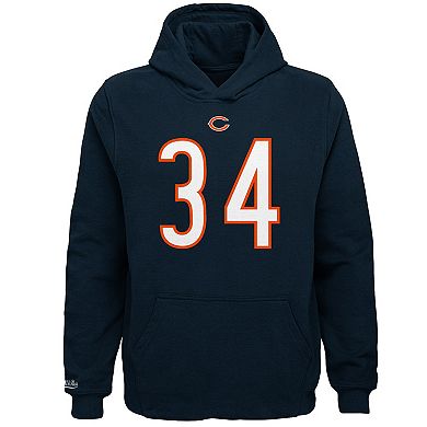 Youth Mitchell & Ness Walter Payton Navy Chicago Bears Retired Player Name & Number Fleece Pullover Hoodie