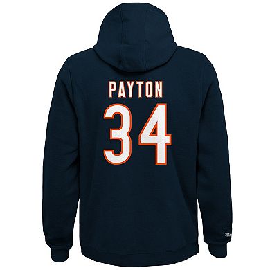 Youth Mitchell & Ness Walter Payton Navy Chicago Bears Retired Player Name & Number Fleece Pullover Hoodie