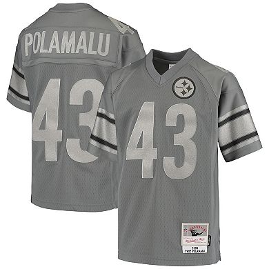 Youth Mitchell & Ness Troy Polamalu Charcoal Pittsburgh Steelers 2005 Retired Player Metal Replica Jersey