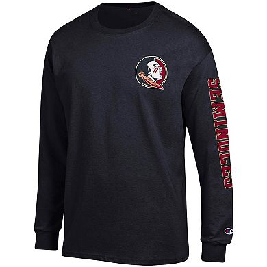 Men's Champion Black Florida State Seminoles Team Stack Long Sleeve T-Shirt