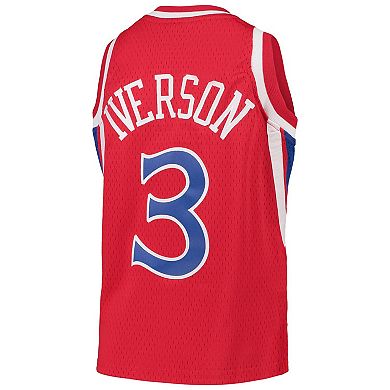 Youth Mitchell & Ness Allen Iverson Red Philadelphia 76ers 1996-97 Hardwood Classics Swingman Throwback Jersey