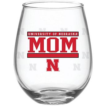 Nebraska Huskers 15oz. Mom Stemless Wine Glass