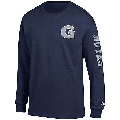 Men's Champion Navy Georgetown Hoyas Team Stack Long Sleeve T-Shirt
