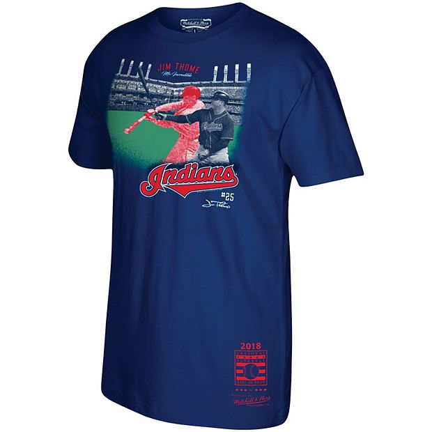 Men's Mitchell & Ness Jim Thome Navy Cleveland Indians 2018 Hall of Fame  Player Graphic T
