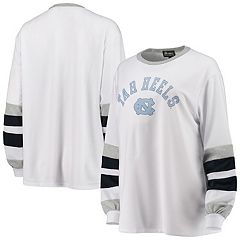 Women's Navy North Carolina Tar Heels Plus Size Long Sleeve Stripe V-Neck T- Shirt