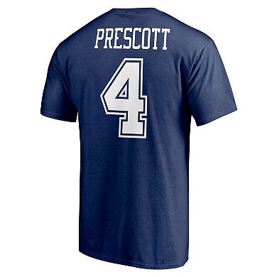 Men's Fanatics Branded Dak Prescott Navy Dallas Cowboys Player Icon Name & Number T-Shirt