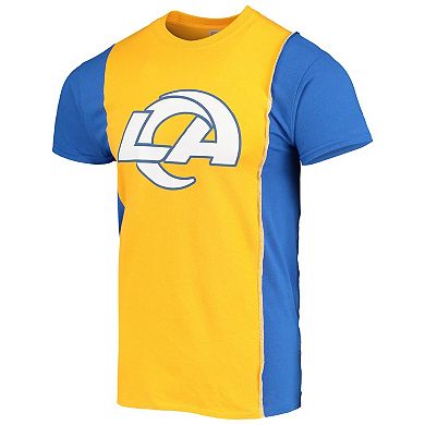 Men's Refried Apparel Gold/Royal Los Angeles Rams Sustainable Upcycled Split T-Shirt