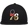 Men's Mitchell & Ness Black Philadelphia 76ers Gold Dip Down Snapback Hat