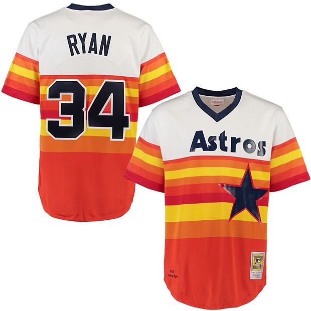 34 NOLAN RYAN Houston Astros MLB Pitcher White Rainbow Mint Throwback  Jersey