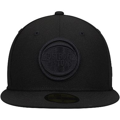 Men's New Era Detroit Pistons Black On Black 59FIFTY Fitted Hat
