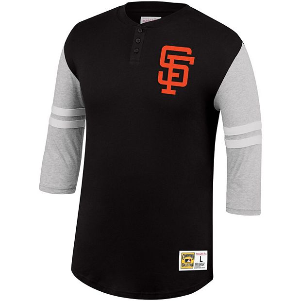 Mitchell & Ness San Francisco Giants Home Stretch T-Shirt - MLB 3/4  Sleeve Henley Shirt