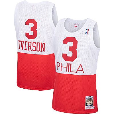 Men s Mitchell Ness Allen Iverson White Philadelphia 76ers Hardwood Classics Authentic Jersey