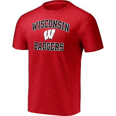 Men's Fanatics Branded Red Wisconsin Badgers Heart and Soul Space-Dye T-Shirt