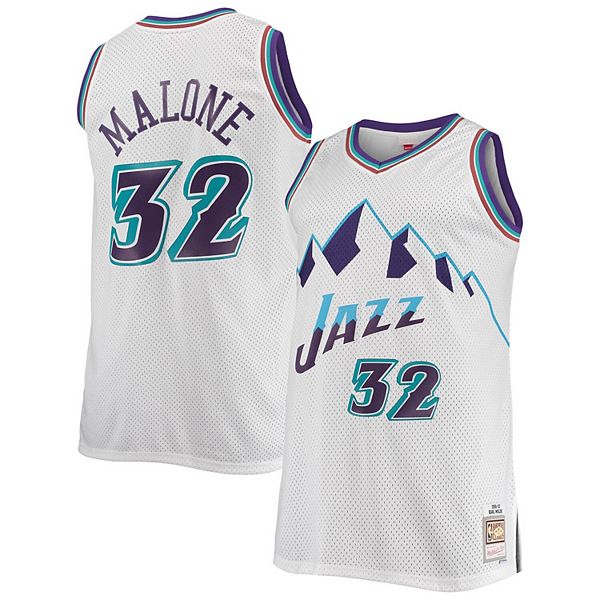 XXL Utah Jazz #32 Karl Malone Retro White Basketball Jersey Size S 