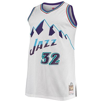 Men's Mitchell & Ness Karl Malone White Utah Jazz 1996/97 Big & Tall Hardwood Classics Swingman Jersey