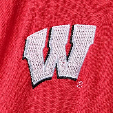 Women's Red Wisconsin Badgers Offset Bubble Sleeve Cardigan