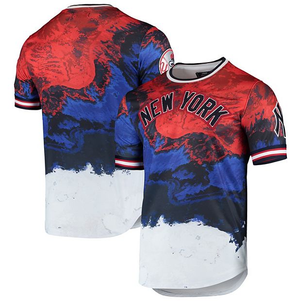 Men's New York Yankees Red/Royal Red White And Blue Dip Dye T-Shirt