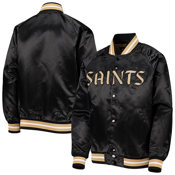 NEW ORLEANS SAINTS Satin JACKET MITCHEL & NESS BOY/YOUTH BLACK/GOLD