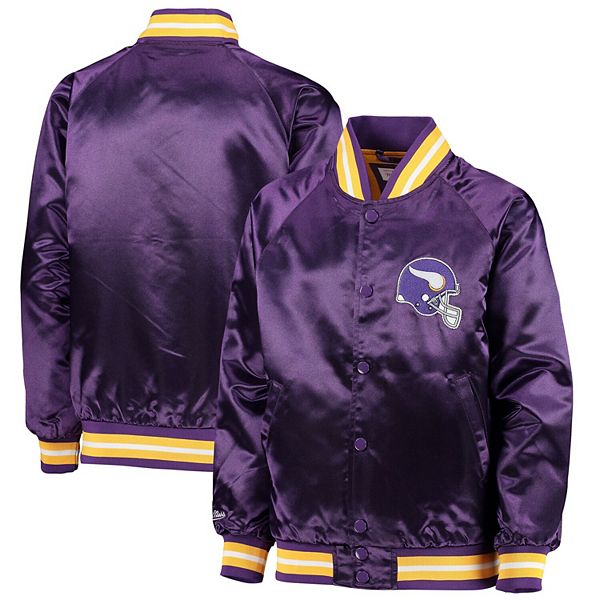 Youth Mitchell & Ness Purple Minnesota Vikings Satin Raglan Full-Snap Jacket