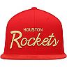 Men's Mitchell & Ness Red Houston Rockets Gold Script Adjustable Snapback Hat