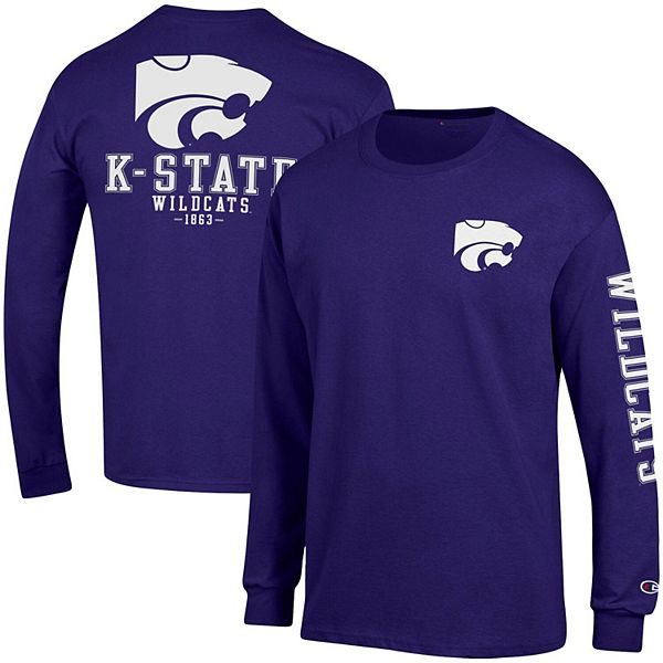 Men's Champion Purple Kansas State Wildcats Team Stack Long Sleeve TShirt