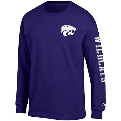 Men's Champion Purple Kansas State Wildcats Team Stack Long Sleeve T-Shirt