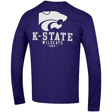 Men's Champion Purple Kansas State Wildcats Team Stack Long Sleeve T-Shirt