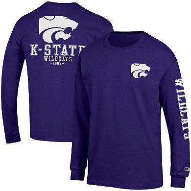 Men's Champion Purple Kansas State Wildcats Team Stack Long Sleeve T-Shirt