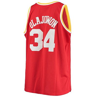Men s Mitchell Ness Hakeem Olajuwon Red Houston Rockets Big Tall Hardwood Classics Jersey