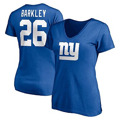 Women's Fanatics Branded Saquon Barkley Royal New York Giants Player Icon Name & Number V-Neck T-Shirt