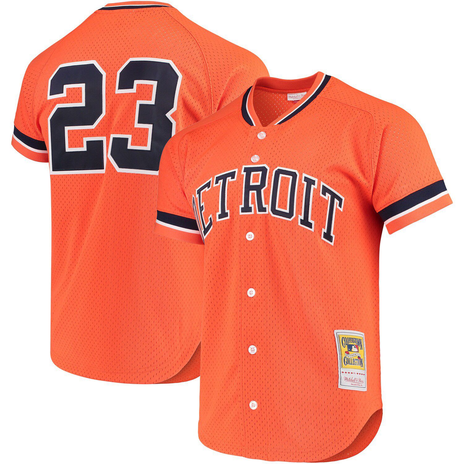 Men's Mitchell u0026 Ness Kirk Gibson Orange Detroit Tigers Cooperstown  Collection Mesh Batting Practice Button-Up Jersey