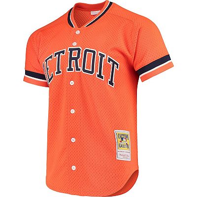 Men s Mitchell Ness Kirk Gibson Orange Detroit Tigers Cooperstown Collection Mesh Batting Practice Button Up