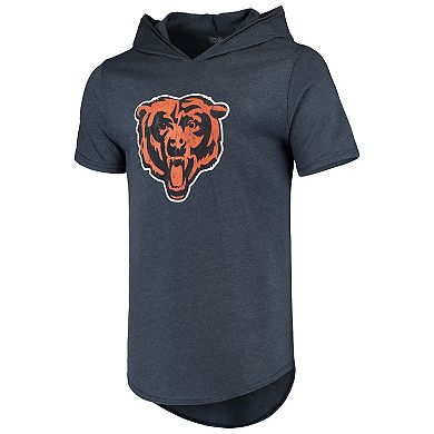 Men's Majestic Threads Navy Chicago Bears Primary Logo Tri-Blend Hoodie T-Shirt