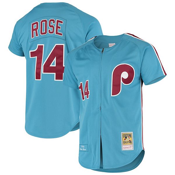Men's Mitchell & Ness Pete Rose Light Blue Philadelphia Phillies  Cooperstown Collection Authentic Jersey