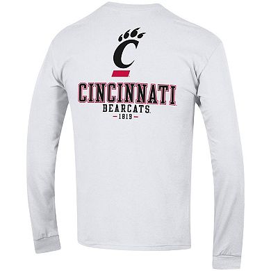 Men's Champion White Cincinnati Bearcats Team Stack Long Sleeve T-Shirt