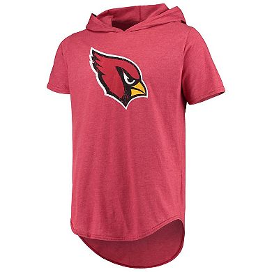 Men's Majestic Threads Cardinal Arizona Cardinals Primary Logo Tri-Blend Hoodie T-Shirt