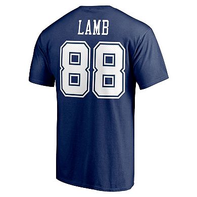 Men's Fanatics Branded CeeDee Lamb Navy Dallas Cowboys Player Icon Name & Number T-Shirt