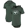 Men's Majestic Threads Green New York Jets Primary Logo Tri-Blend Hoodie T-Shirt