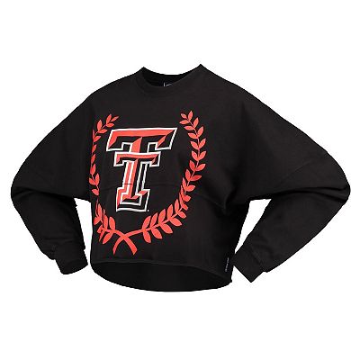 Women's Black Texas Tech Red Raiders Laurels Crop Long Sleeve T-Shirt