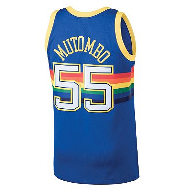 Men's Mitchell & Ness Dikembe Mutombo Blue Denver Nuggets Hardwood Classics Swingman Jersey