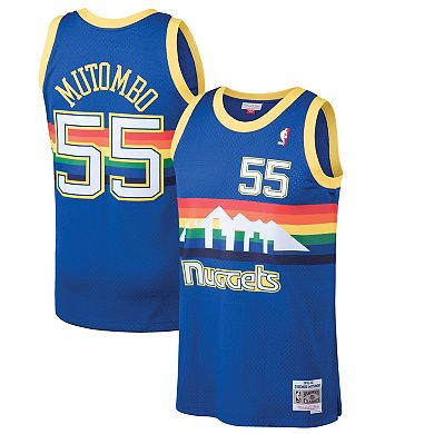 Men's Mitchell & Ness Dikembe Mutombo Blue Denver Nuggets Hardwood Classics Swingman Jersey