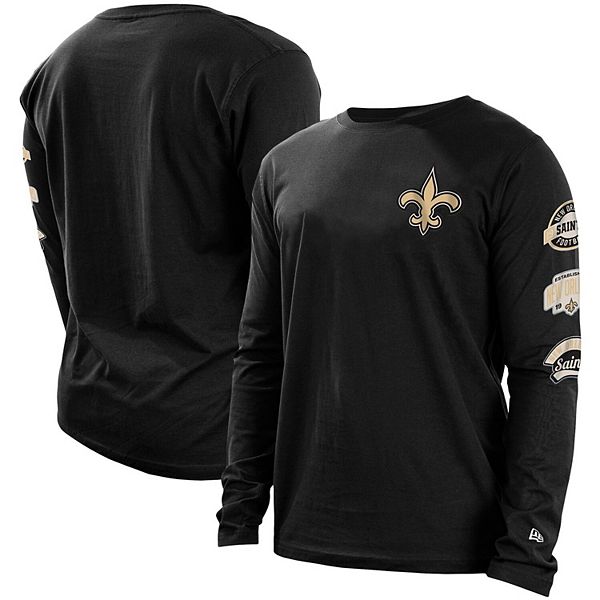 Men's New Era Black New Orleans Saints Hype 2-Hit Long Sleeve T-Shirt