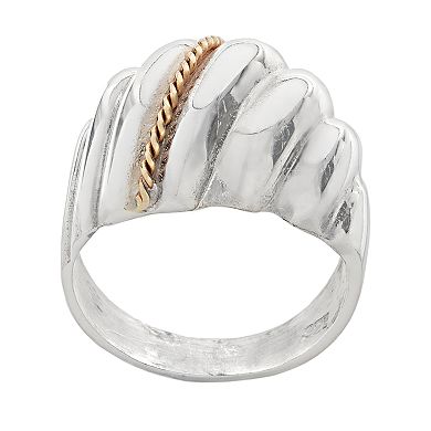 Sterling Silver and 14k Gold Shrimp Dome Ring