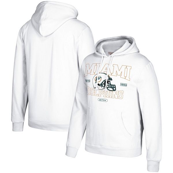 Men's Mitchell & Ness White Miami Dolphins Classic Helmet Pullover Hoodie