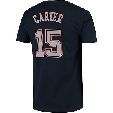Men's Mitchell & Ness Vince Carter Navy New Jersey Nets Hardwood Classics Stitch Name & Number T-Shirt