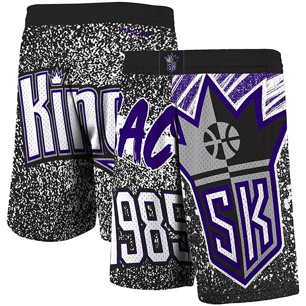 Youth Mitchell & Ness Black Sacramento Kings Hardwood Classics Jumbotron Shorts